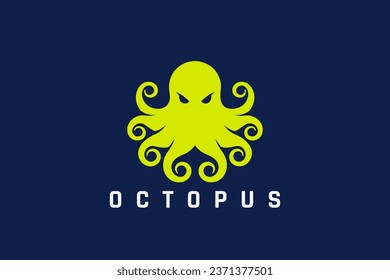 Octopus Logo Funny Angry Kraken Seafood Restaurant Zoo Vector Design Concept.