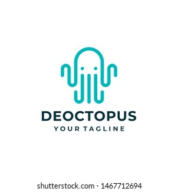 Octopus logo and icon design vector.