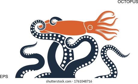 Octopus logo. Isolated octopus on white background