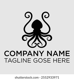 Octopus logo. Isolated octopus on white background. Octopus Logo, Simple Octopus Vector Logo Design.