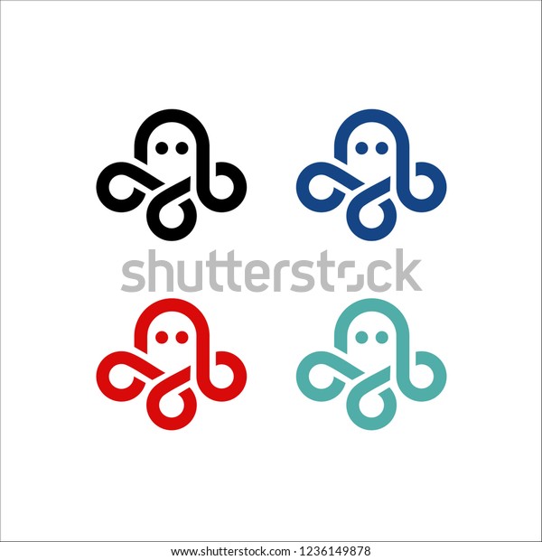 Octopus Logo Kraken Vector Icon Line Stock Vector Royalty Free 1236149878