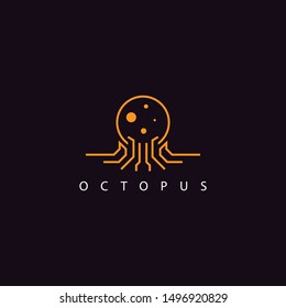 octopus logo with a line shape like a modern robot and bright colors make this logo. unique, elegant.