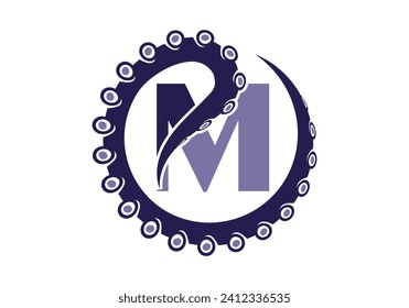 Octopus Logo With M Letter Design Concept Vector Template.