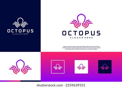 octopus logo with modern technology style, tentacle shape, graphic design illustration.