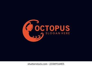 Octopus logo modern vector illustration in circle