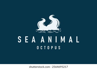 Octopus Logo Old Retro Vintage Design Ocean Animal Vector Tentacle Illustration Template