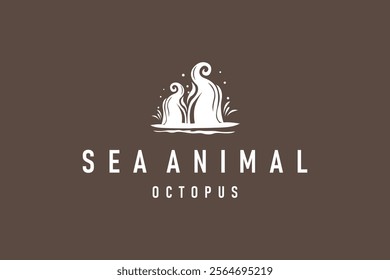 Octopus Logo Old Retro Vintage Design Ocean Animal Vector Tentacle Illustration Template