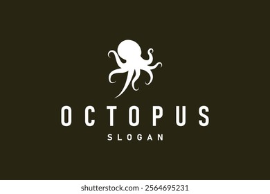 Octopus Logo Old Retro Vintage Design Ocean Animal Vector Tentacle Illustration Template