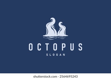 Octopus Logo Old Retro Vintage Design Ocean Animal Vector Tentacle Illustration Template