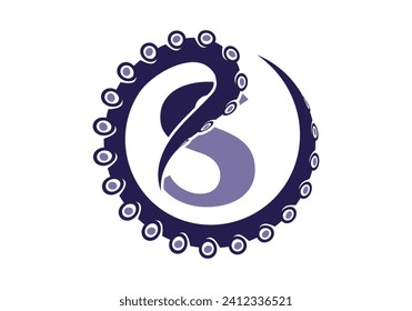 Octopus Logo With S Letter Design Concept Vector Template.