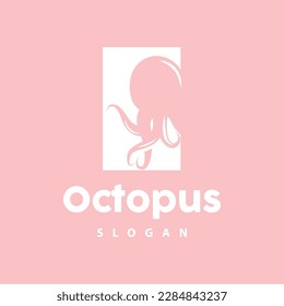 Octopus Logo, Sea Animals Vector, Seafood Ingredients Cuttlefish Tentacles Icon Silhouette Design