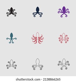 Octopus logo set, octopus gray background inspiration logo vector