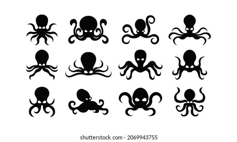 Octopus logo set. octopus white background inspiration logo vector