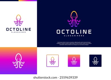 octopus logo with simple and elegant style, modern technology concept, abstract, vector design illustration.