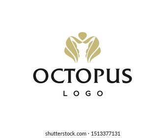 Octopus logo. Simple line art logo vector. Flat style symbol.