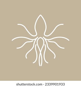 Octopus Logo, Simple Line Design, Sea Animal Vector Japanese Seafood Ingredient, Icon Symbol Illustration