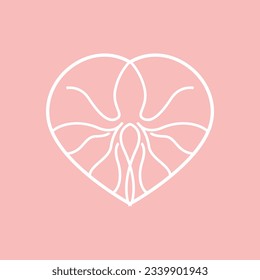 Octopus Logo, Simple Line Design, Sea Animal Vector Japanese Seafood Ingredient, Icon Symbol Illustration