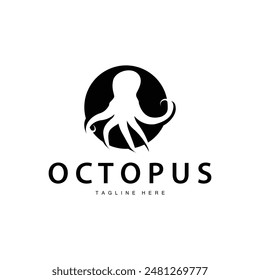 Octopus Logo Simple Line Design Sea Animal Japanese Seafood Ingredient Icon Symbol Illustration