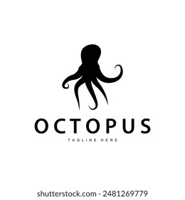 Octopus Logo Simple Line Design Sea Animal Japanese Seafood Ingredient Icon Symbol Illustration