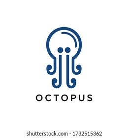 Octopus Logo, Simple Octopus Vector Logo Design, Isolated on White Background. Vector illustration