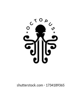 Octopus Logo, Simple Octopus Vector Logo Design, Isolated on White Background. Vector illustration