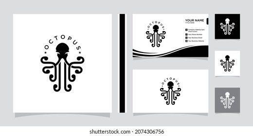 Octopus Logo, Simple Octopus Vector Logo Design with business card design.