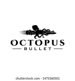 Octopus Logo Squid vector kraken bring bullet gun for adventure wild life hobby hunt