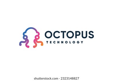 Octopus logo vector with creative modern technology concept design