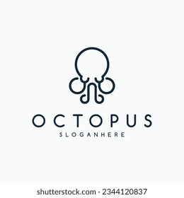 octopus logo vector icon line art outline