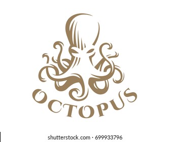 Octopus logo - vector illustration. Emblem design on white background