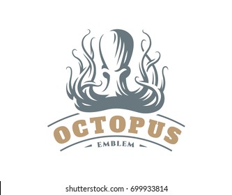 Octopus logo - vector illustration. Emblem design on white background.