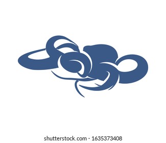 Octopus logo vector template. Isolated octopus design on white background. Illustration