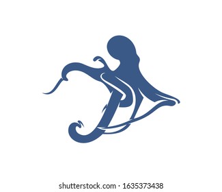 Octopus logo vector template. Isolated octopus design on white background. Illustration