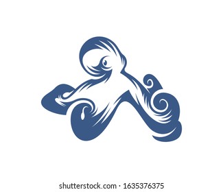 Octopus logo vector template. Isolated octopus design on white background. Illustration