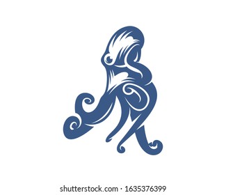 Octopus logo vector template. Isolated octopus design on white background. Illustration