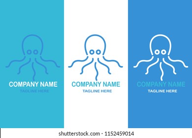 octopus logo,line art style.vector logo editable