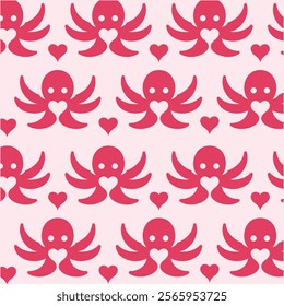 Octopus love animal pattern background illustration vector design template