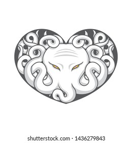octopus in the love heart icon vector illustration