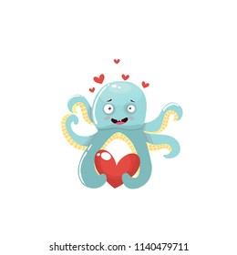 
octopus, love, vector illustration