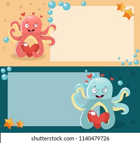 
octopus, love, vector illustration