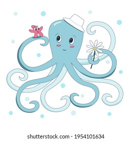Octopus in Love - vector illustration