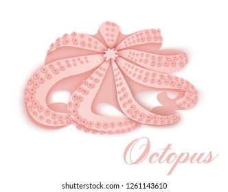 Octopus are made in paper style with three-dimensional layers