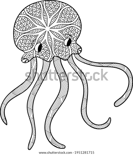 Octopus Mandala Vector Coloring Page ??????????????????????????????????????? (????????????????????????????????????????????????