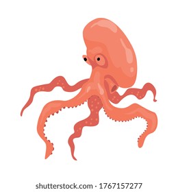 Octopus, Marine Life Element, Sea or Ocean Animal Vector Illustration