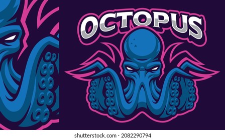 Octopus Mascot Badge, sports emblem