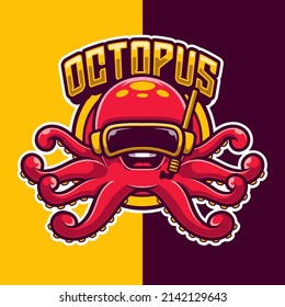 Octopus Mascot Cartoon Logo Template