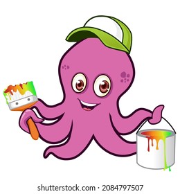 octopus mascot cartoon in vector