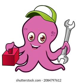 octopus mascot cartoon in vector