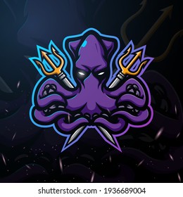 Octopus mascot esport logo design