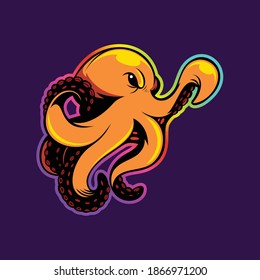 Octopus Mascot Illustration Vector logo